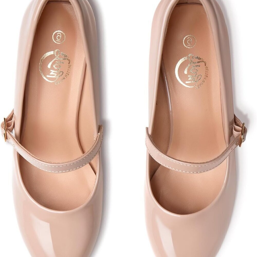Women Mary Jane Shoes Chunky Heel Dressy Casual Closed Toe Pumps - Picture 7 of 7